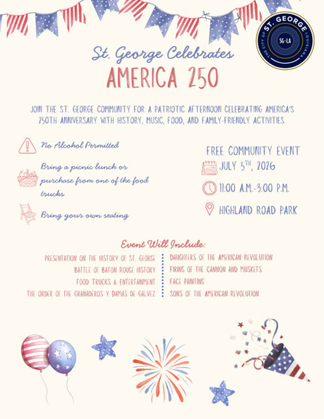 Flyer with red, white, and blue theme for the "America 250 Celebration" on July 5, 2026.